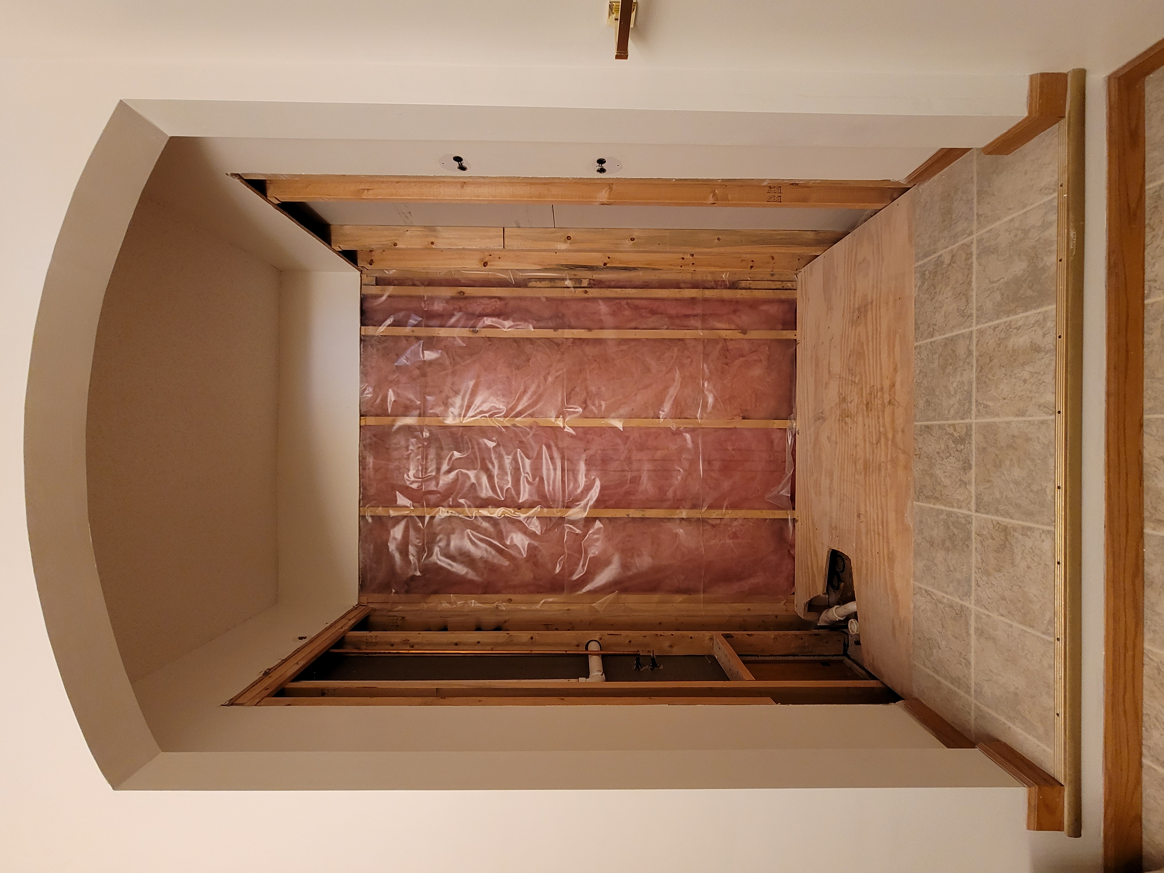 Shower Pan & Travertine Walls 